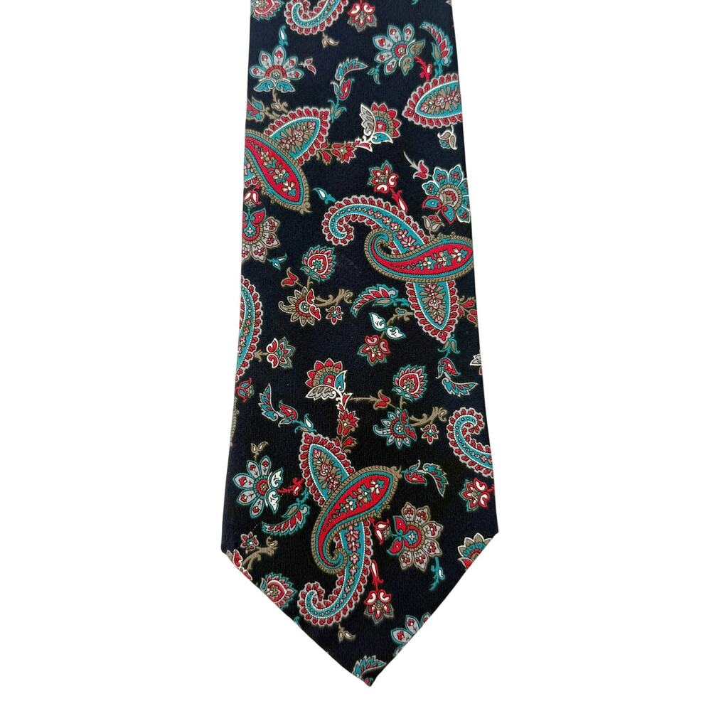 Neil Martin navy blue red teal paisley 100% silk men's Neck Tie suit neckwear